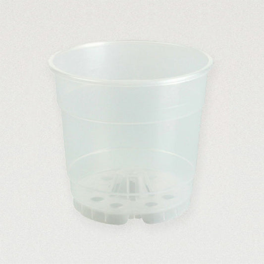 Moderner transparenter Pflanztopf aus robustem Kunststoff mit integrierten Drainagelöchern – perfekt zur Wurzelkontrolle und Hydroponik