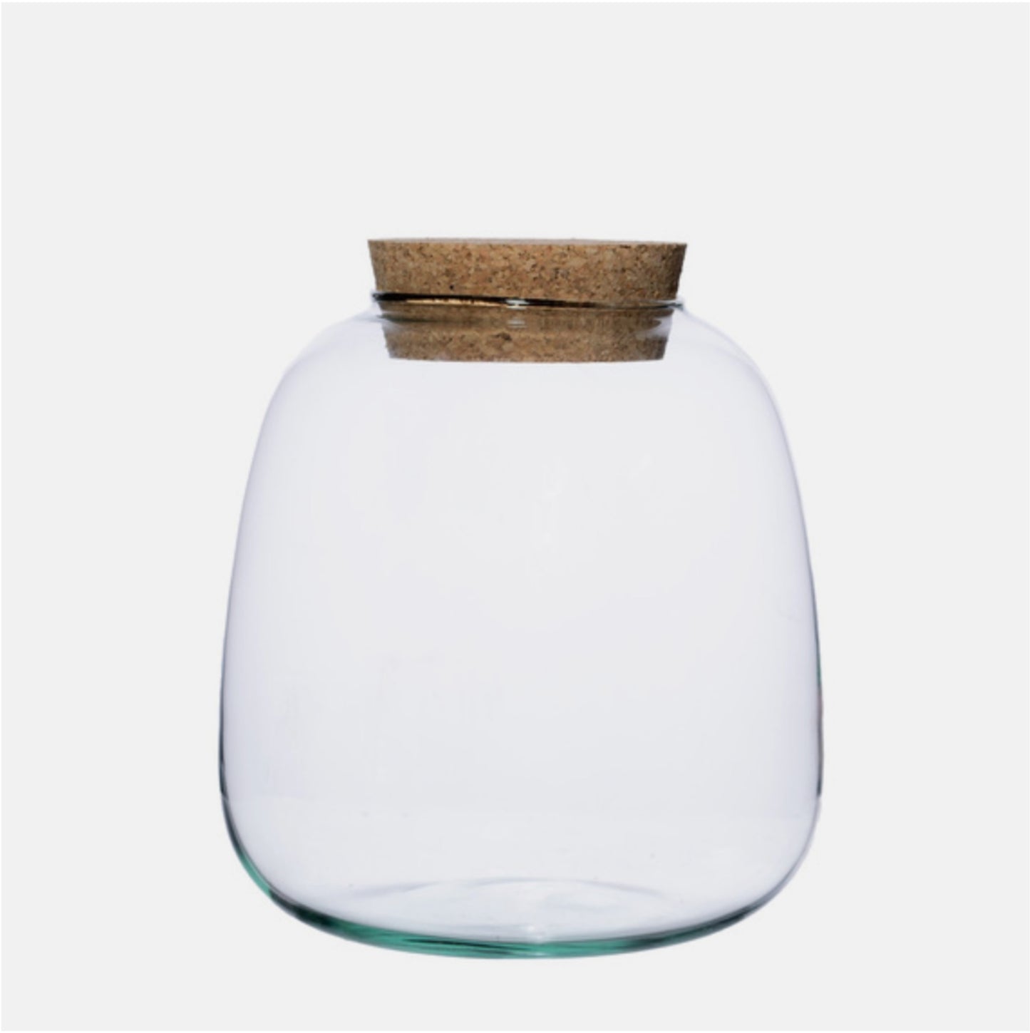 Die Berlinplant Susen ist ein klarer, leerer Blumentopf aus Glas mit breitem Boden und Korkdeckel, der vor einem schlichten weißen Hintergrund präsentiert wird.