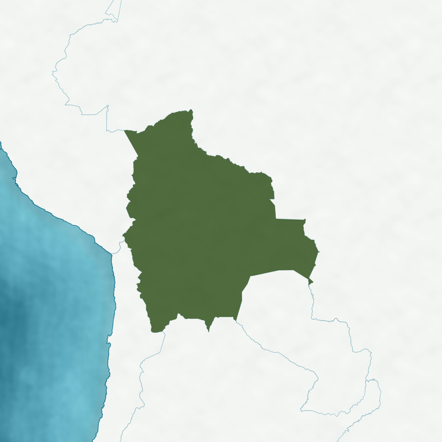Karte des Verbreitungsgebiets: Bolivien hervorgehoben