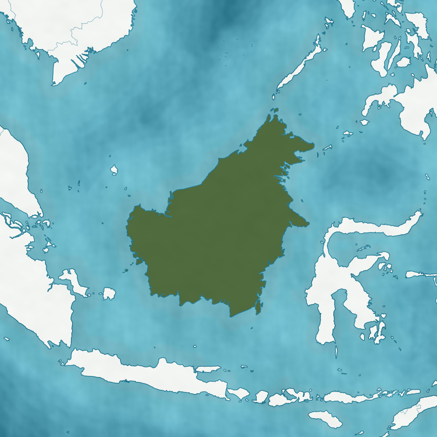Karte des Verbreitungsgebiets: Borneo hervorgehoben