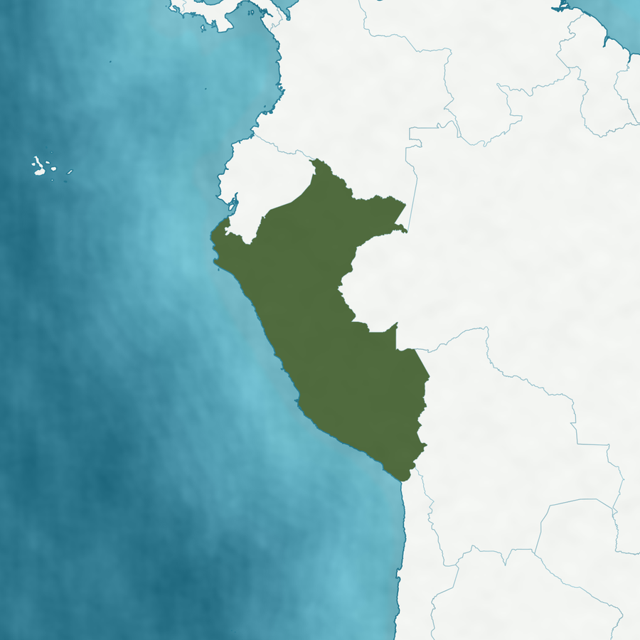 Karte des Verbreitungsgebiets: Peru hervorgehoben