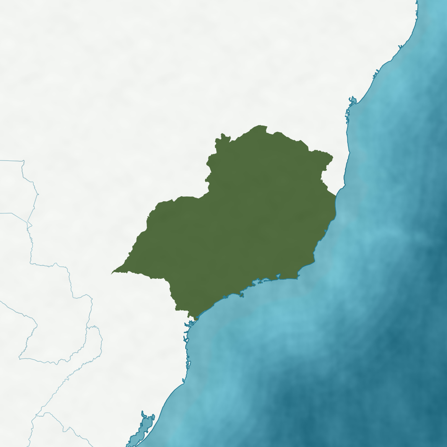 Karte des Verbreitungsgebiets: Südost-Brasilien hervorgehoben